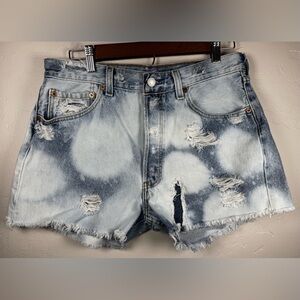 Vintage Levi's 90’s Distressed Bleached Upcycled Jean Shorts Size 33
